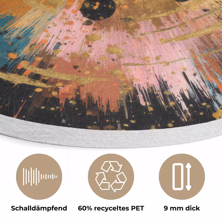 Explosie - Verfstructuur - Goud - Abstract Akoestische PET Vilt - Rond klein -closeup_DE