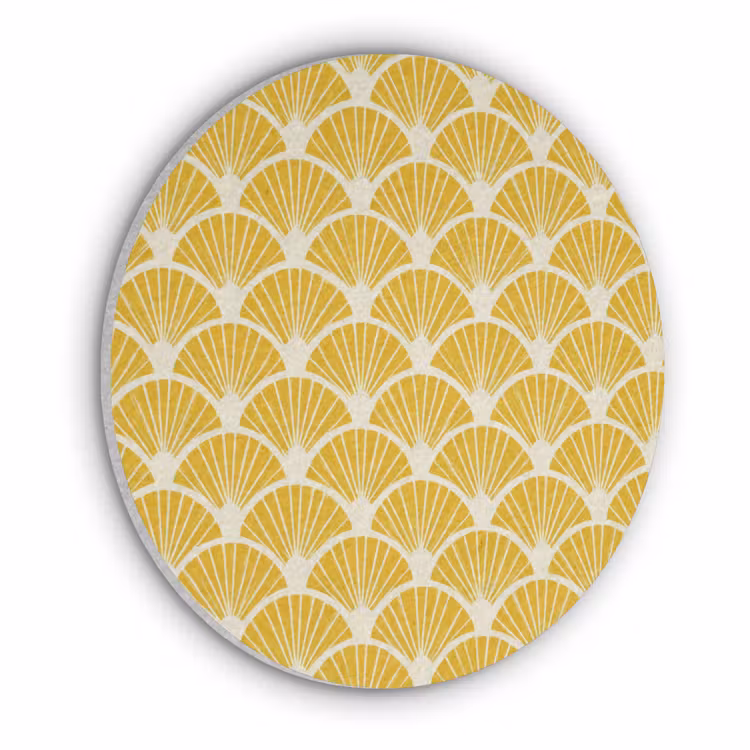 Waaiers - Art Deco - Retro - Okergeel Akoestische PET Vilt - Rond klein 838 -3d