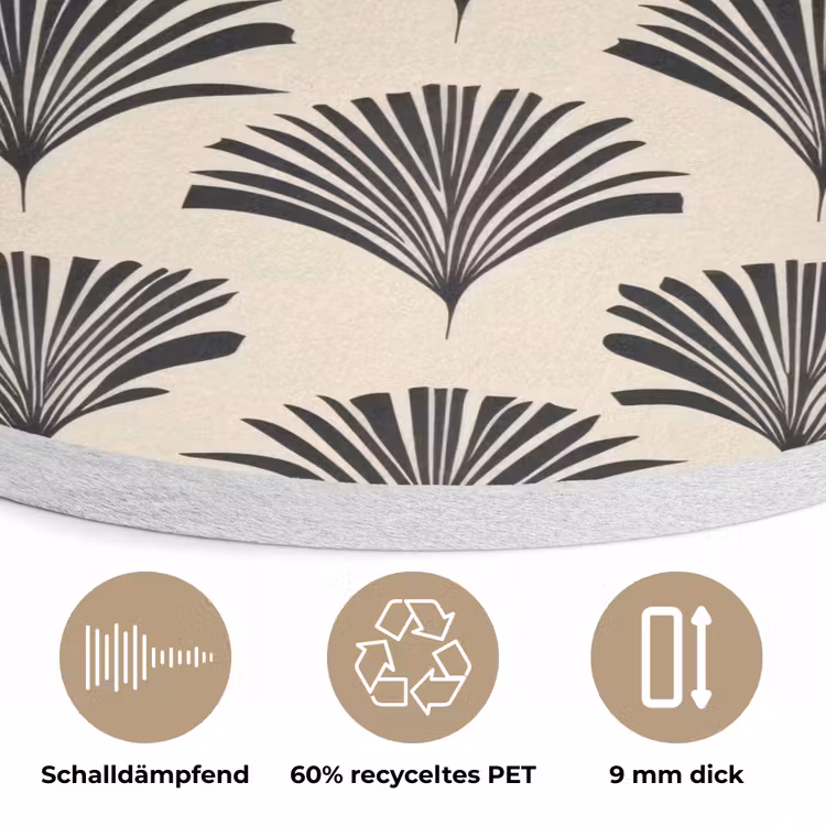Waaiers - Botanisch - Zwart - Beige Akoestische PET Vilt - Rond klein 838 -closeup_DE