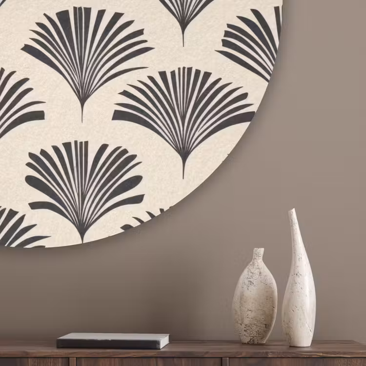 Waaiers - Botanisch - Zwart - Beige Akoestische PET Vilt - Rond klein 838 -sfeer5_closeup