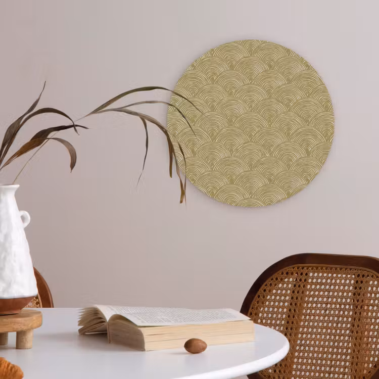 Waaier - Geometrisch - Groen Akoestische PET Vilt - Rond klein 838 -sfeer3