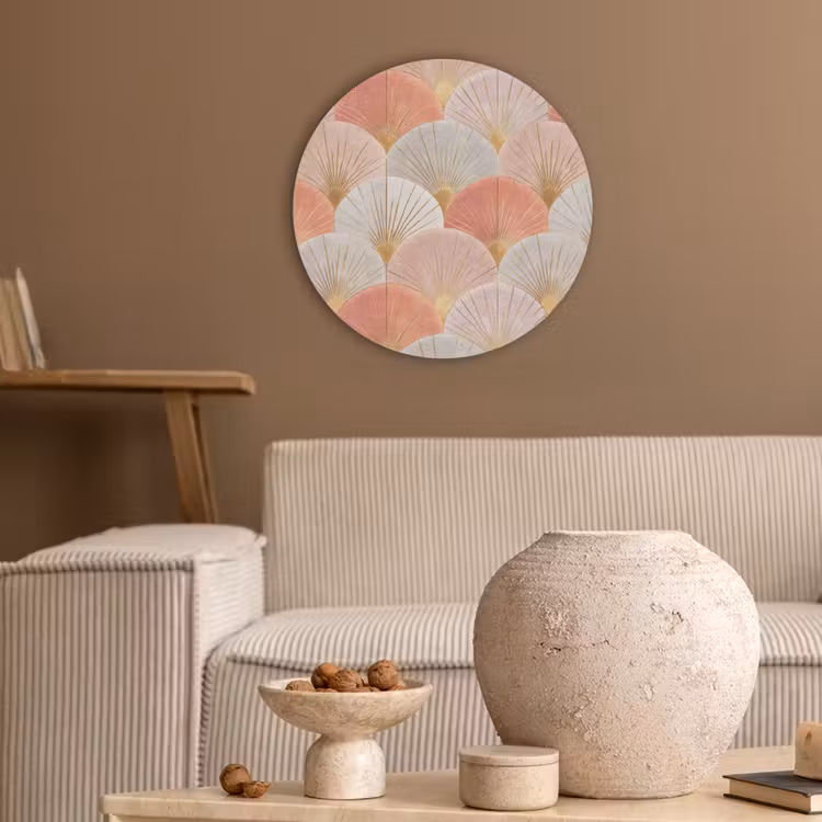 Waaiers - Goud - Roze Akoestische PET Vilt - Rond klein 838 -sfeer1