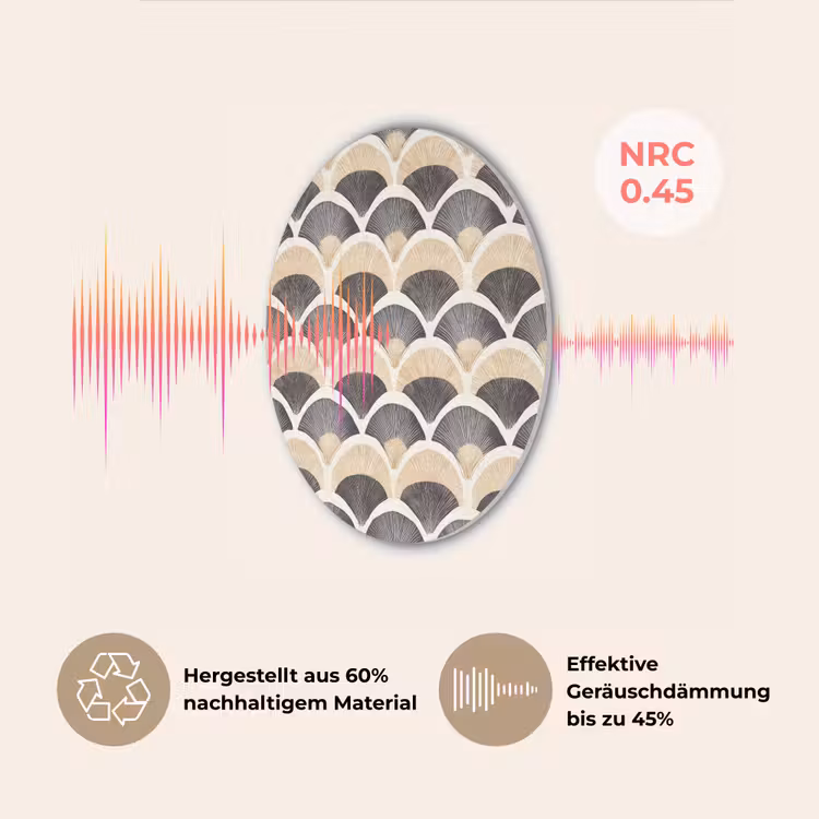 Waaier - Patroon - Zwart - Beige Akoestische PET Vilt - Rond klein 838 -USP_DE