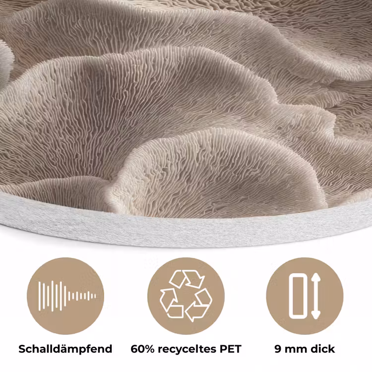 Waaiervorm - Beige - Vezel textuur Akoestische PET Vilt - Rond klein 838 -closeup_DE