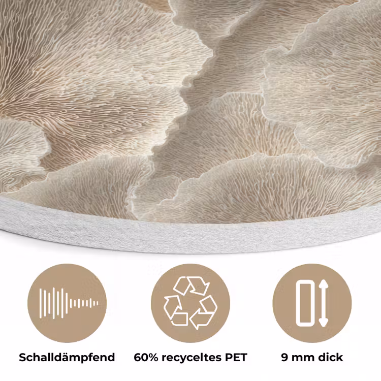 Waaierstructuren - Beige - Vezeltextuur Akoestische PET Vilt - Rond klein 838 -closeup_DE