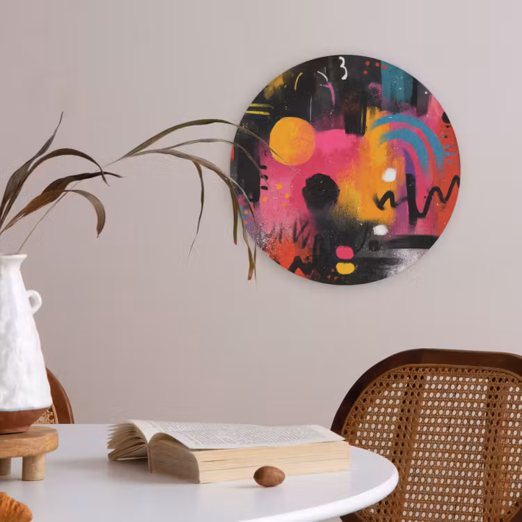 Kleurvlakken - Vormen - Kleurrijk - Abstract Akoestische PET Vilt - Rond klein -sfeer3