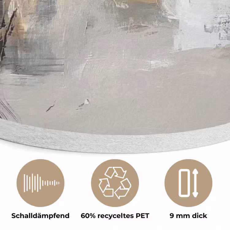 Kleurenpalet - Penseelstreken - Beige - Nevelig Akoestische PET Vilt - Rond klein -closeup_DE