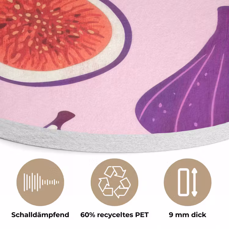 Vijgen - Roze - Paars Akoestische PET Vilt - Rond klein -closeup_DE