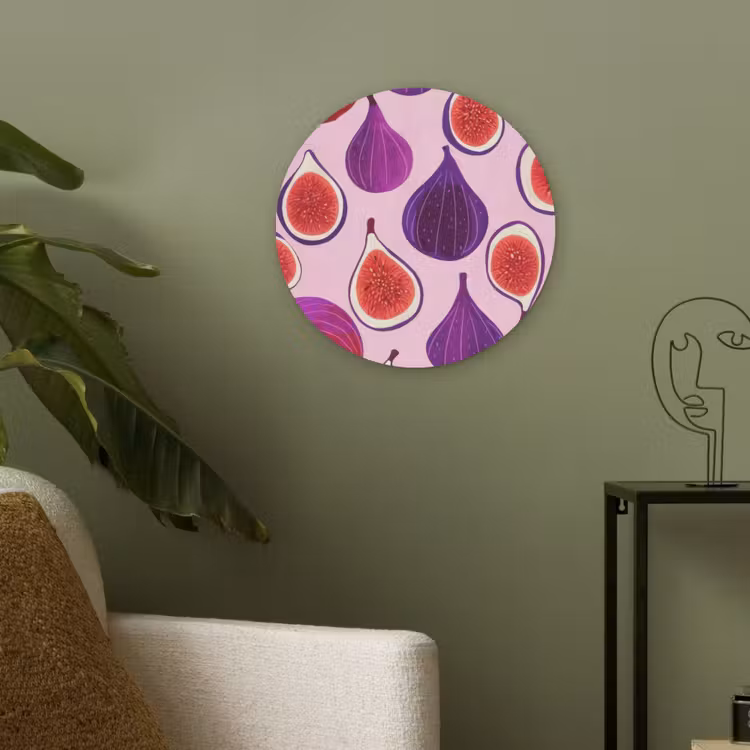 Vijgen - Roze - Paars Akoestische PET Vilt - Rond klein -sfeer2
