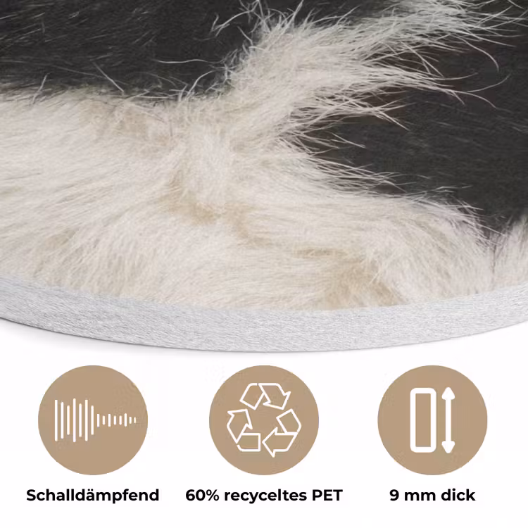 Bont - Textuur - Zwart - Wit Akoestische PET Vilt - Rond klein -closeup_DE