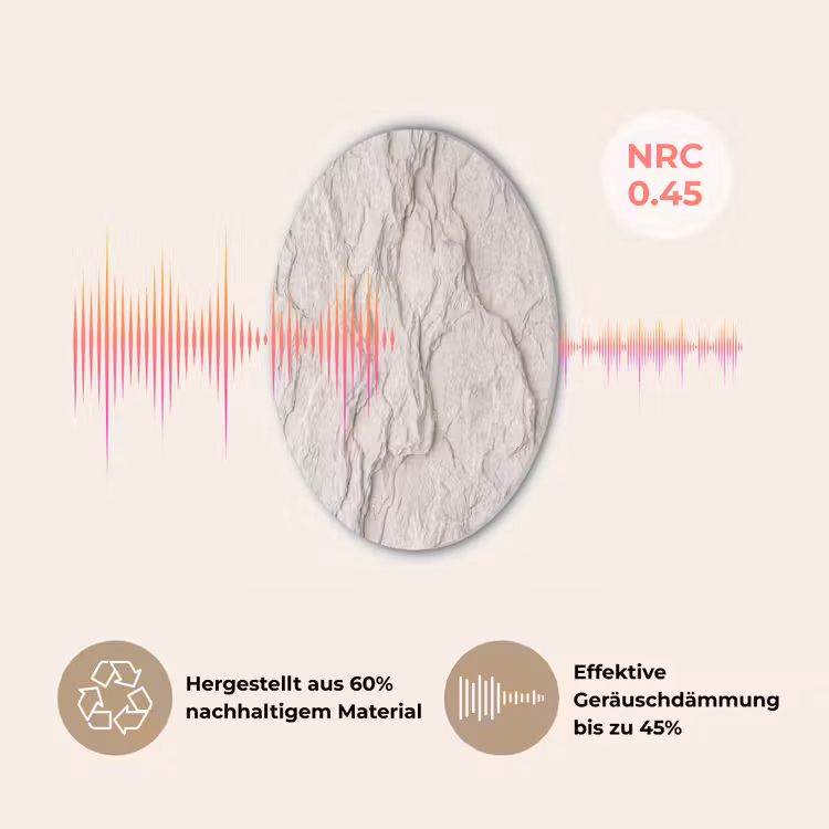 Rots - Structuur - Natuur - Beige - Abstract Akoestische PET Vilt - Rond klein -USP_DE
