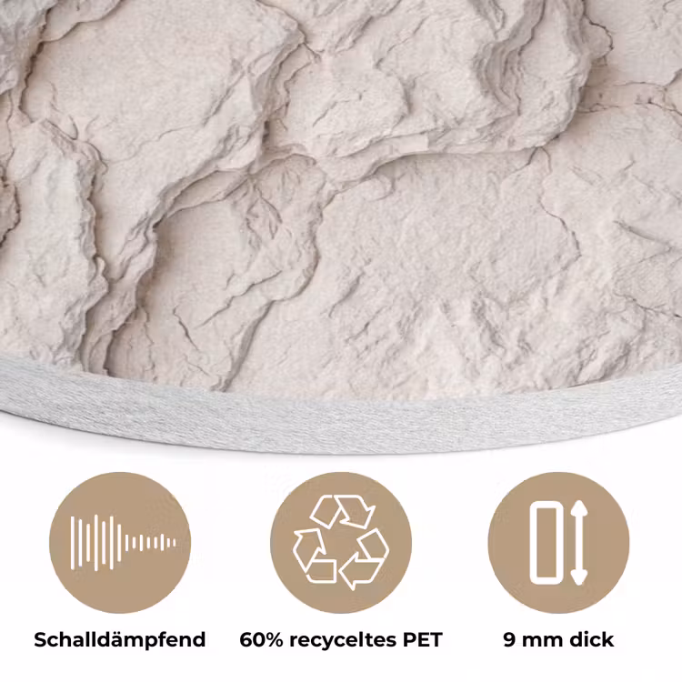 Rots - Structuur - Natuur - Beige - Abstract Akoestische PET Vilt - Rond klein -closeup_DE