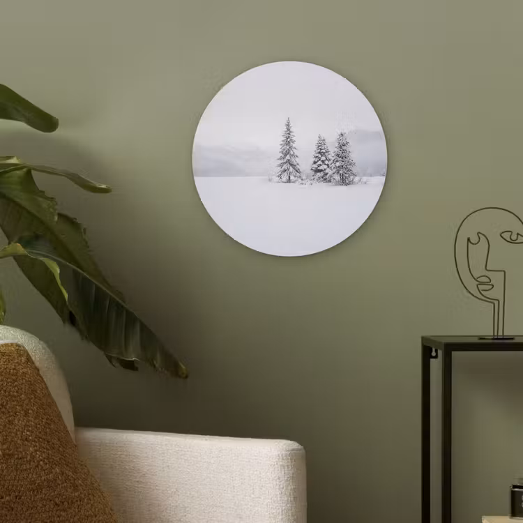 Fijnsparren - Sneeuw - Winter - Landschap - Stilte Akoestische PET Vilt - Rond klein -sfeer2