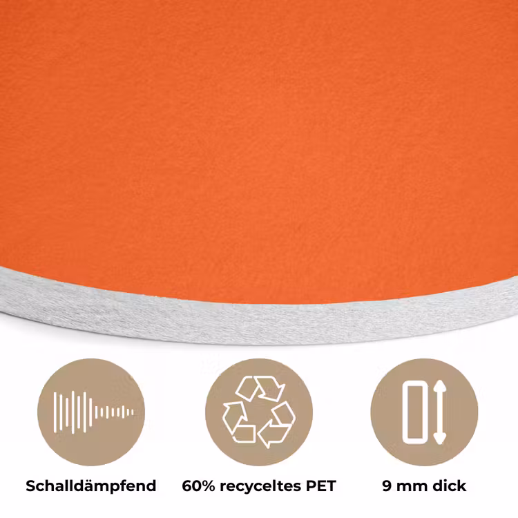 Fiery - Tangerine - Oranje Akoestische PET Vilt - Rond klein 838 -closeup_DE
