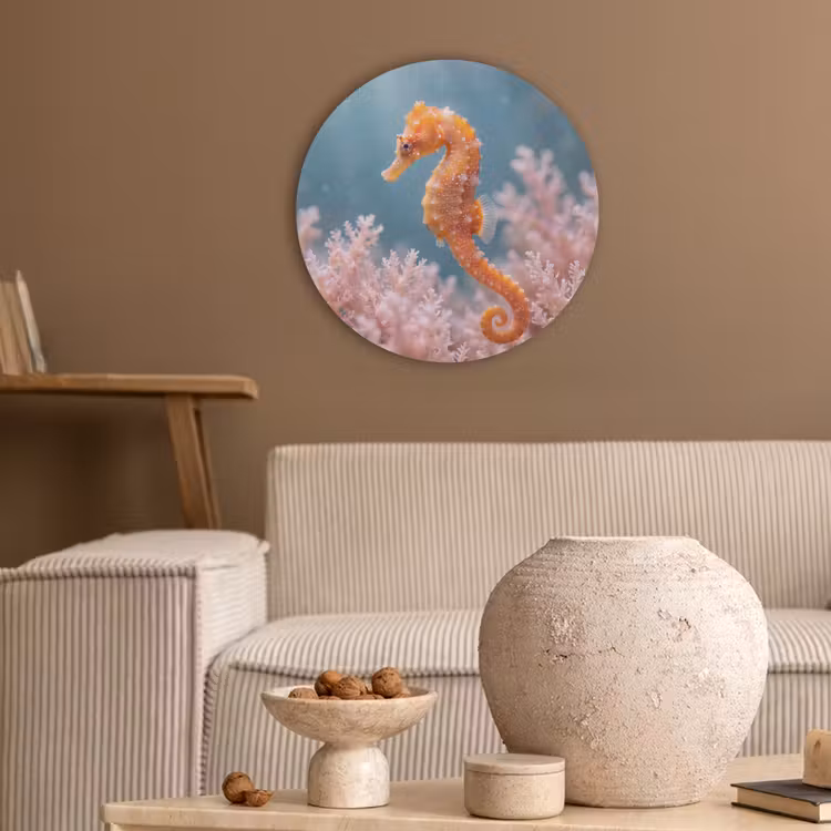 Vis - Koraal - Oceaan - Macro - Oranje Akoestische PET Vilt - Rond klein -sfeer1