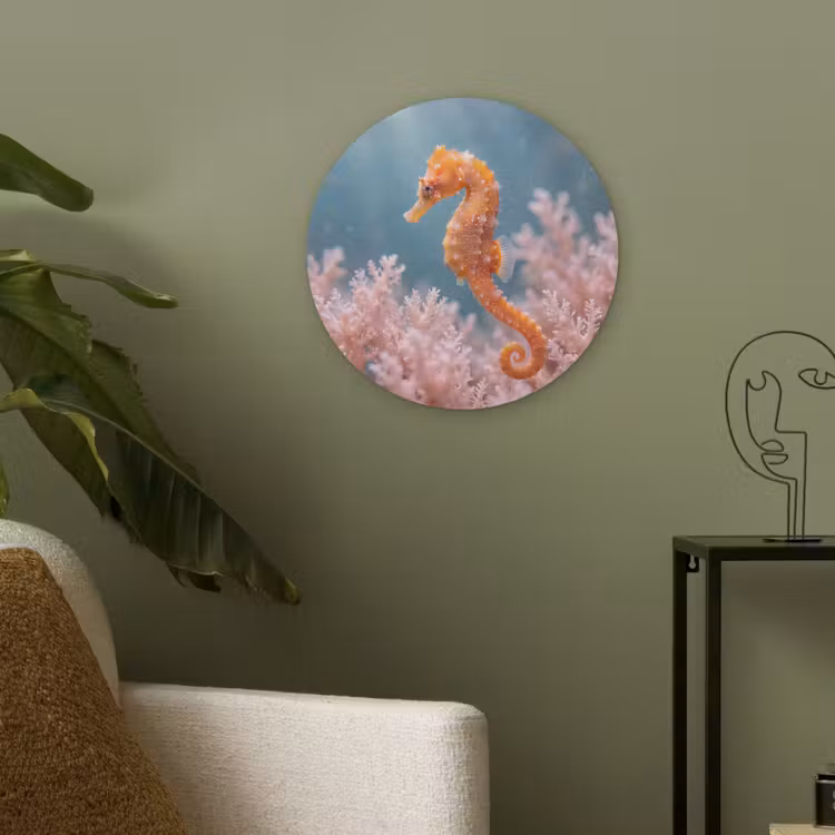 Vis - Koraal - Oceaan - Macro - Oranje Akoestische PET Vilt - Rond klein -sfeer2
