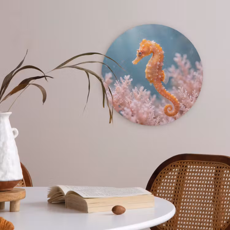 Vis - Koraal - Oceaan - Macro - Oranje Akoestische PET Vilt - Rond klein -sfeer3