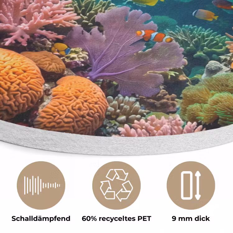 Vis - Koraal - Oceaan - Natuur - Kleurrijk Akoestische PET Vilt - Rond klein -closeup_DE