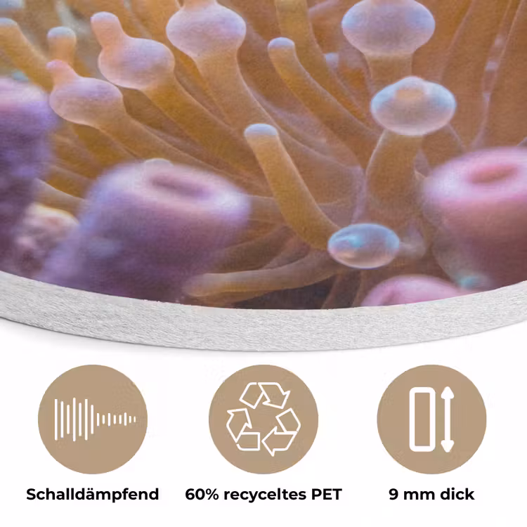 Vis - Koraal - Onderwater - Oranje - Dieren Akoestische PET Vilt - Rond klein -closeup_DE