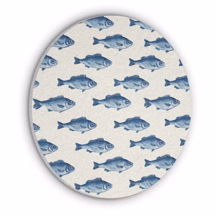 Vis - Patroon - Blauw Akoestische PET Vilt - Rond klein 838 -3d