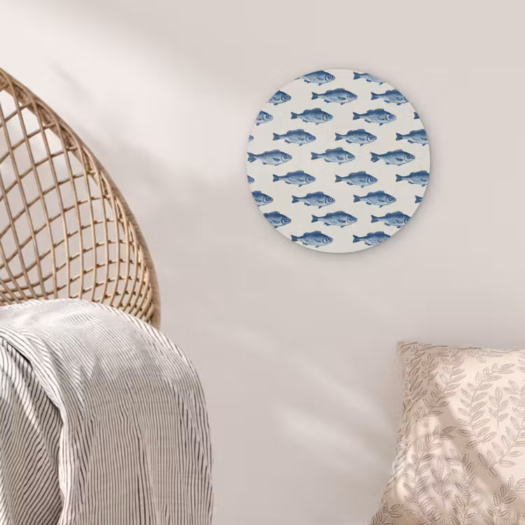 Vis - Patroon - Blauw Akoestische PET Vilt - Rond klein 838 -sfeer4
