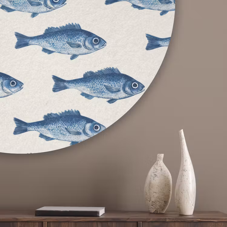 Vis - Patroon - Blauw Akoestische PET Vilt - Rond klein 838 -sfeer5_closeup
