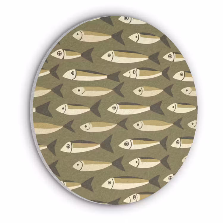 Vis - Patroon - Groen Akoestische PET Vilt - Rond klein 838 -3d