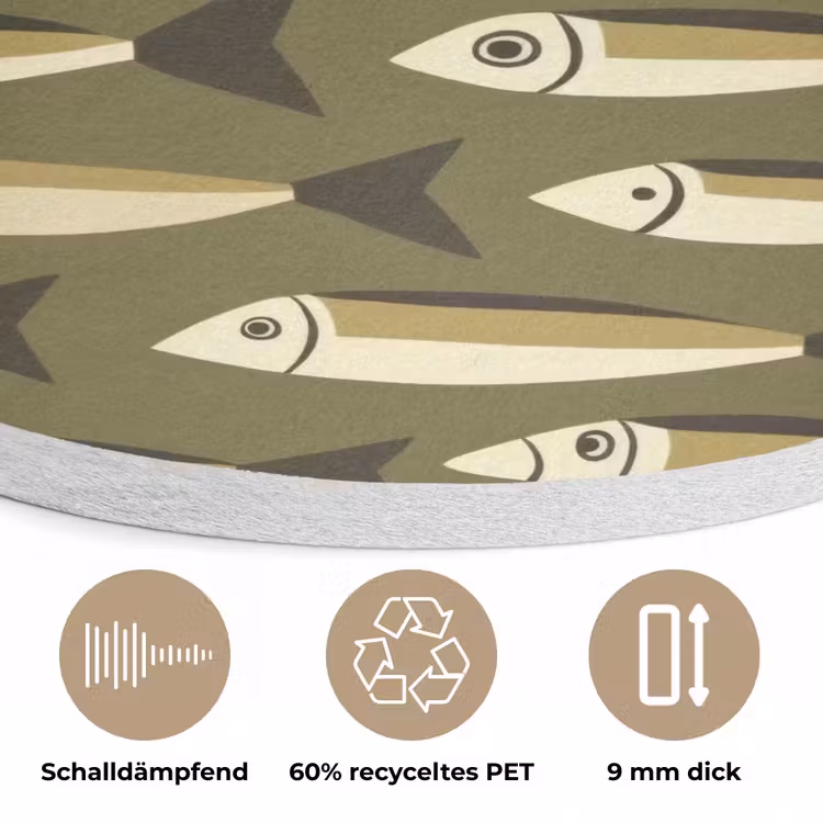 Vis - Patroon - Groen Akoestische PET Vilt - Rond klein 838 -closeup_DE