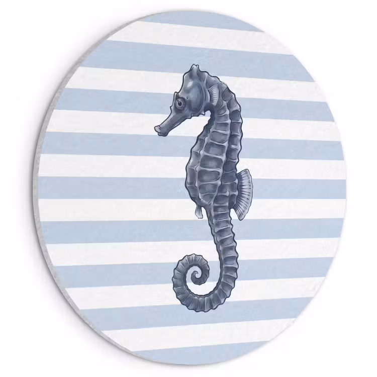 Vis - Oceaan - Illustratie - Blauw - Strepen Akoestische PET Vilt - Rond klein -3d