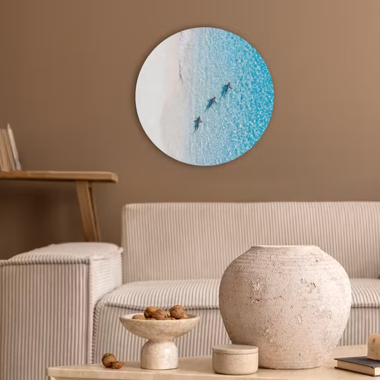 Vis - Oceaan - Strand - Turquoise - Natuur Akoestische PET Vilt - Rond klein -sfeer1