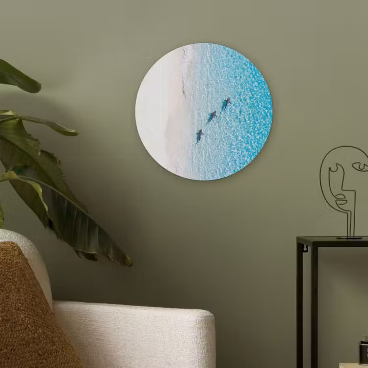 Vis - Oceaan - Strand - Turquoise - Natuur Akoestische PET Vilt - Rond klein -sfeer2