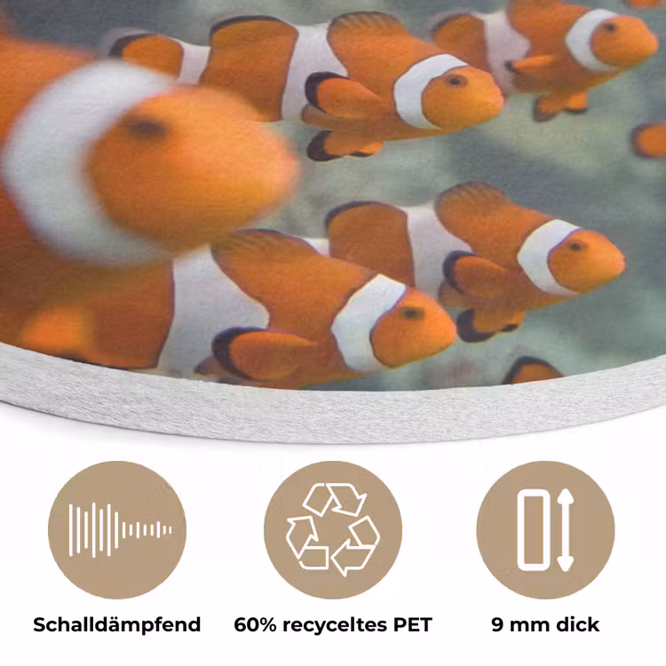 Vis - School - Onderwater - Dieren - Oranje Akoestische PET Vilt - Rond klein -closeup_DE