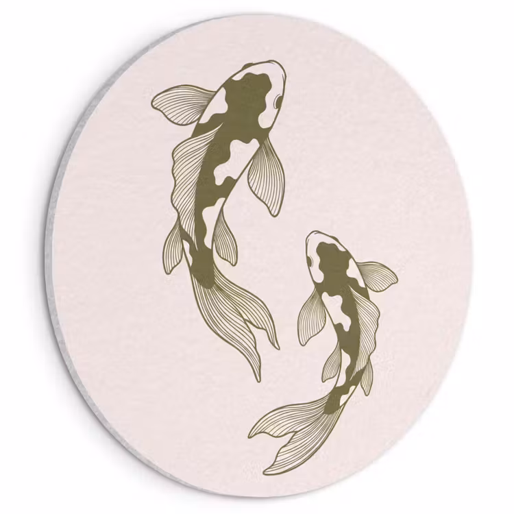 Vis - Zwemmend - Groen - Abstract - Dieren Akoestische PET Vilt - Rond klein -3d