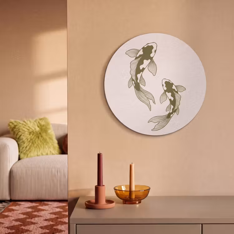 Vis - Zwemmend - Groen - Abstract - Dieren Akoestische PET Vilt - Rond klein -sfeer1