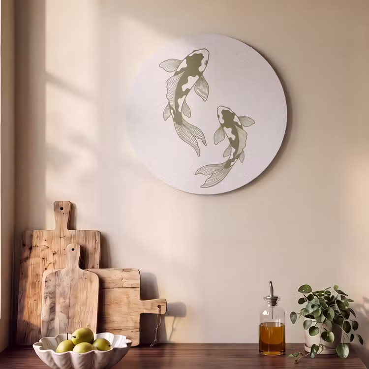 Vis - Zwemmend - Groen - Abstract - Dieren Akoestische PET Vilt - Rond klein -sfeer2