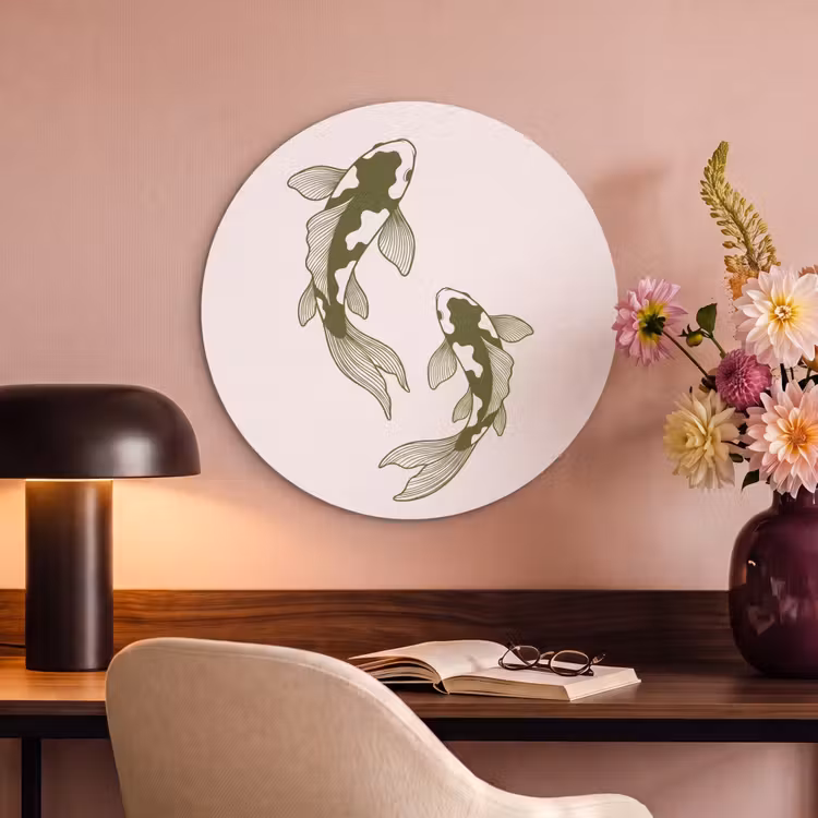 Vis - Zwemmend - Groen - Abstract - Dieren Akoestische PET Vilt - Rond klein -sfeer3