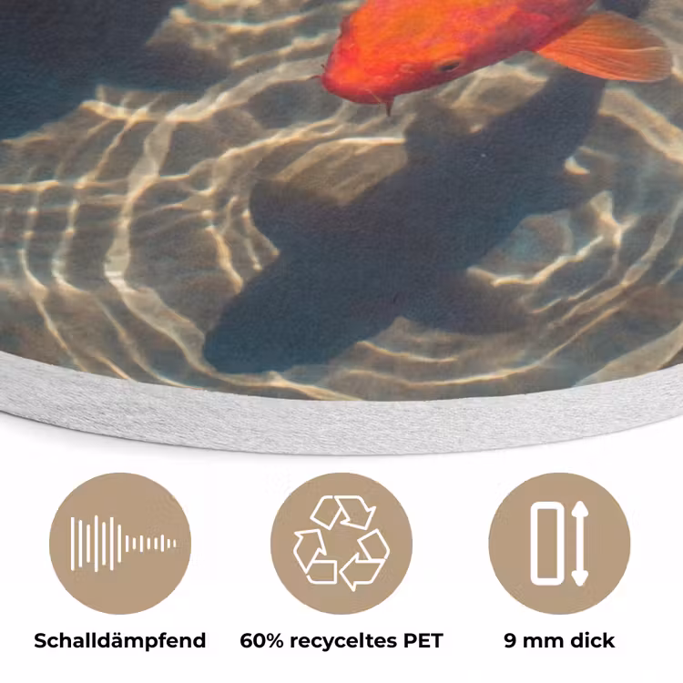Vis - Water - Dieren - Oranje - Goud Akoestische PET Vilt - Rond klein -closeup_DE