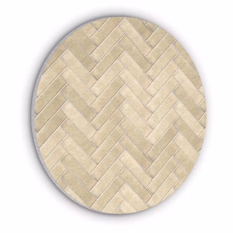 Visgraat - Tegel - Zand Akoestische PET Vilt - Rond klein 838 -3d