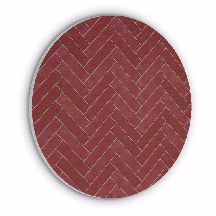 Visgraat - Wandtegel - Bordeaux - Rood Akoestische PET Vilt - Rond klein 838 -3d