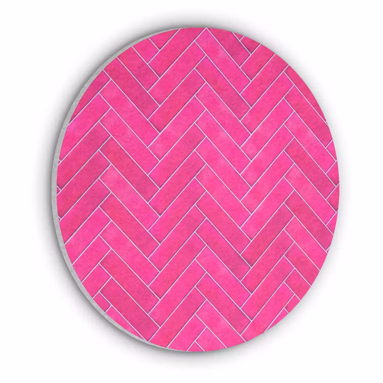 Visgraat - Wandtegel - Fuchsia - Roze Akoestische PET Vilt - Rond klein 838 -3d
