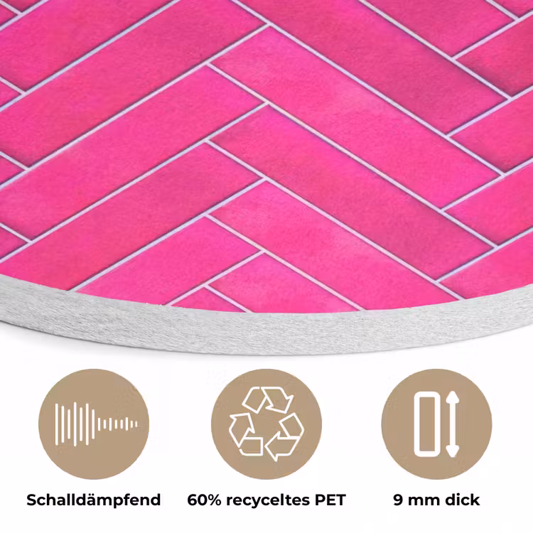 Visgraat - Wandtegel - Fuchsia - Roze Akoestische PET Vilt - Rond klein 838 -closeup_DE