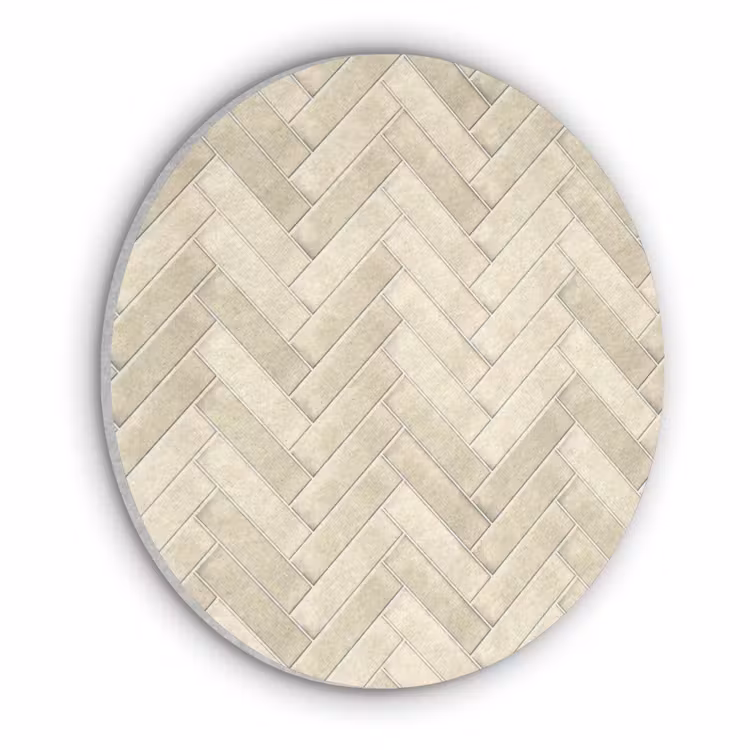 Visgraat - Wandtegel - Licht Beige Akoestische PET Vilt - Rond klein 838 -3d
