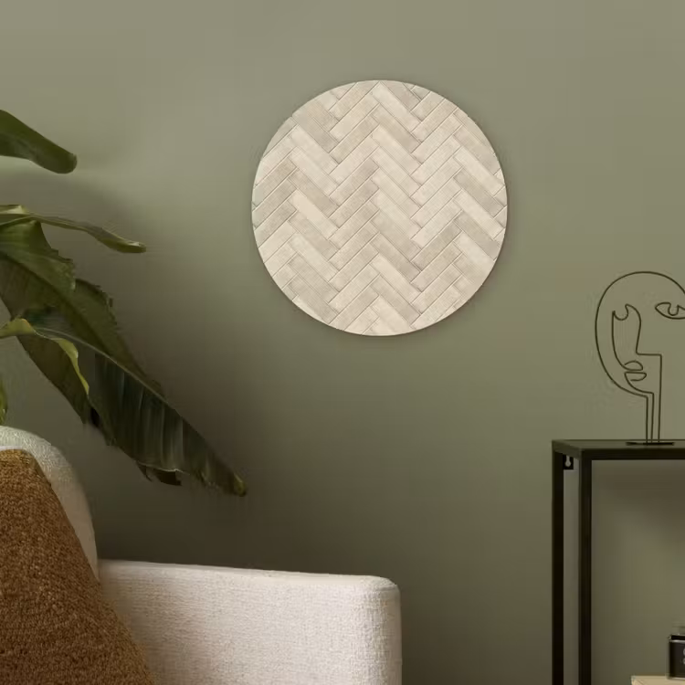 Visgraat - Wandtegel - Licht Beige Akoestische PET Vilt - Rond klein 838 -sfeer2