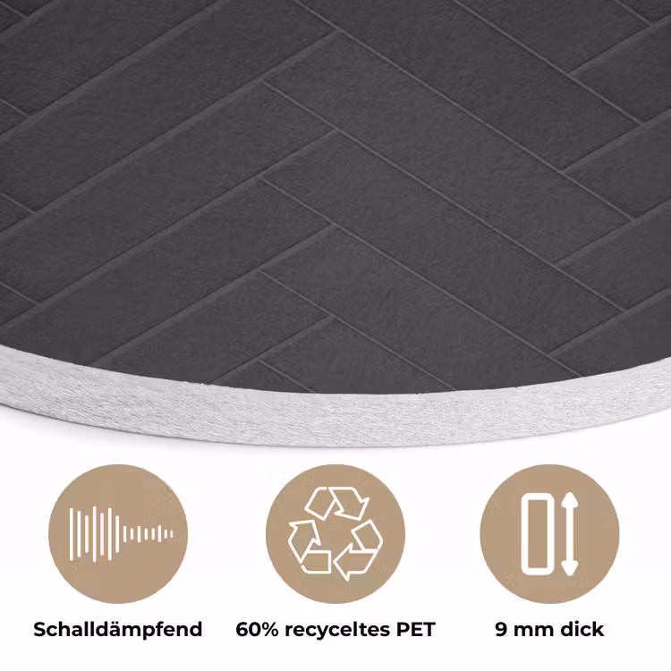 Visgraat - Wandtegel - Mat - Zwart Akoestische PET Vilt - Rond klein 838 -closeup_DE