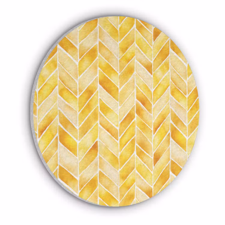 Visgraat - Aquarel - Patronen - Goudgeel Akoestische PET Vilt - Rond klein 838 -3d