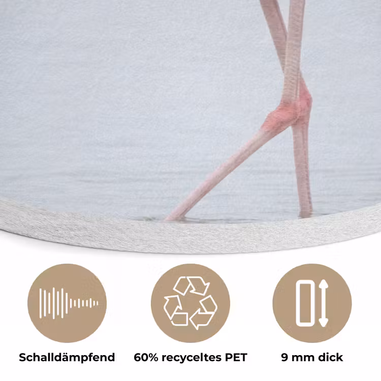 Flamingo - Zee - Roze Akoestische PET Vilt - Rond klein -closeup_DE