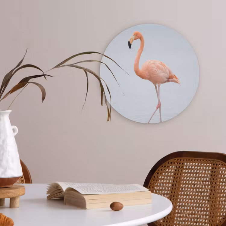 Flamingo - Zee - Roze Akoestische PET Vilt - Rond klein -sfeer3