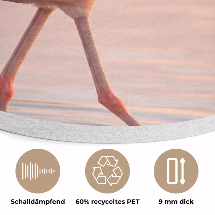 Flamingo - Water - Roze Akoestische PET Vilt - Rond klein -closeup_DE