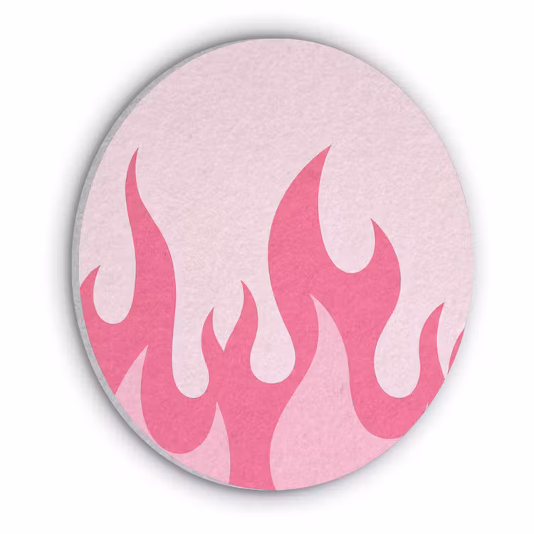 Vlammen - Patroon - Abstract - Modern - Roze Akoestische PET Vilt - Rond klein -3d