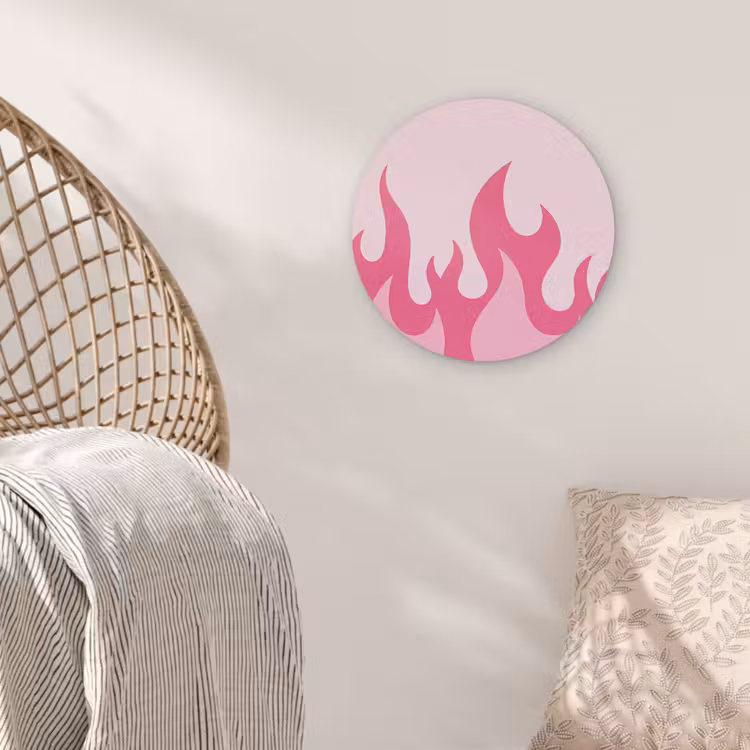 Vlammen - Patroon - Abstract - Modern - Roze Akoestische PET Vilt - Rond klein -sfeer4
